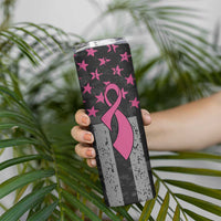 Personalized Pink Ribbon and American Flag Darts Skinny Tumbler - Wonder Print Shop