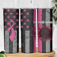 Personalized Pink Ribbon and American Flag Darts Skinny Tumbler - Wonder Print Shop