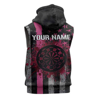 Personalized Pink Ribbon and American Flag Darts Sleeveless Hoodie - Wonder Print Shop