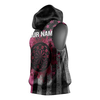 Personalized Pink Ribbon and American Flag Darts Sleeveless Hoodie - Wonder Print Shop