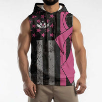 Personalized Pink Ribbon and American Flag Darts Sleeveless Hoodie - Wonder Print Shop