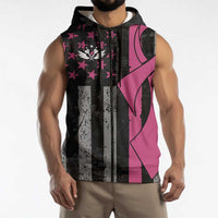 Personalized Pink Ribbon and American Flag Darts Sleeveless Zip Hoodie - Wonder Print Shop