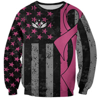 Personalized Pink Ribbon and American Flag Darts Sweatshirt - Wonder Print Shop