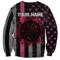 Personalized Pink Ribbon and American Flag Darts Sweatshirt - Wonder Print Shop