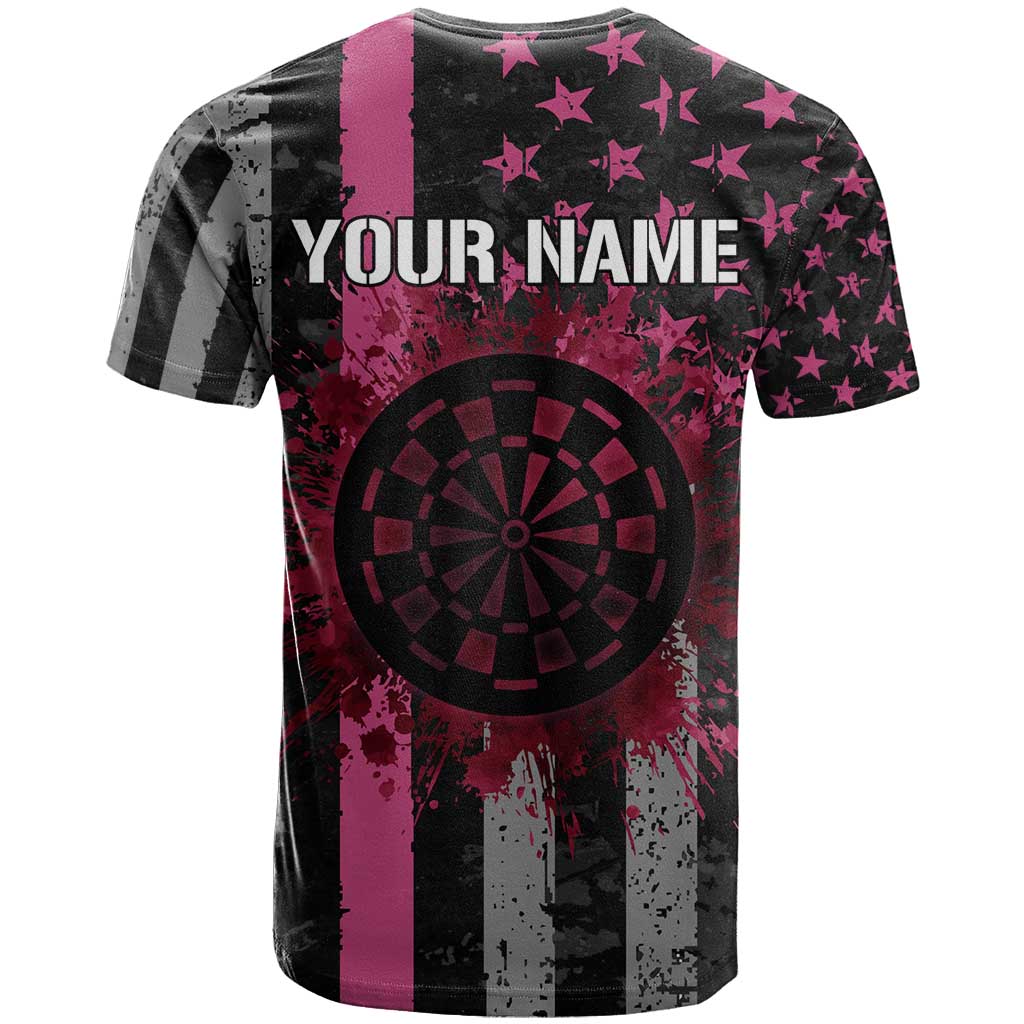 Personalized Pink Ribbon and American Flag Darts T Shirt - Wonder Print Shop