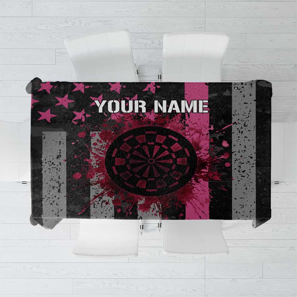 Personalized Pink Ribbon and American Flag Darts Tablecloth - Wonder Print Shop