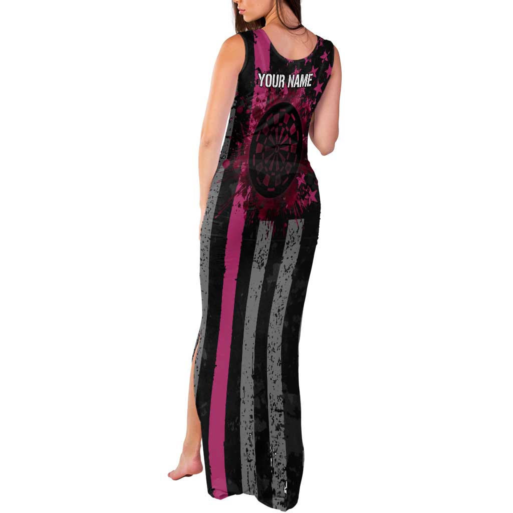Personalized Pink Ribbon and American Flag Darts Tank Maxi Dress - Wonder Print Shop