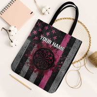 Personalized Pink Ribbon and American Flag Darts Tote Bag - Wonder Print Shop