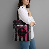 Personalized Pink Ribbon and American Flag Darts Tote Bag - Wonder Print Shop