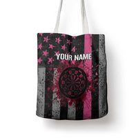 Personalized Pink Ribbon and American Flag Darts Tote Bag - Wonder Print Shop