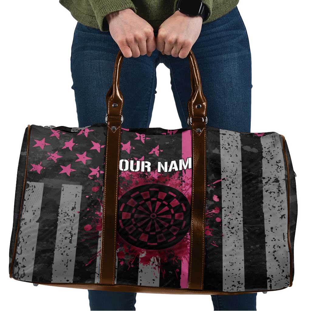 Personalized Pink Ribbon and American Flag Darts Travel Bag - Wonder Print Shop