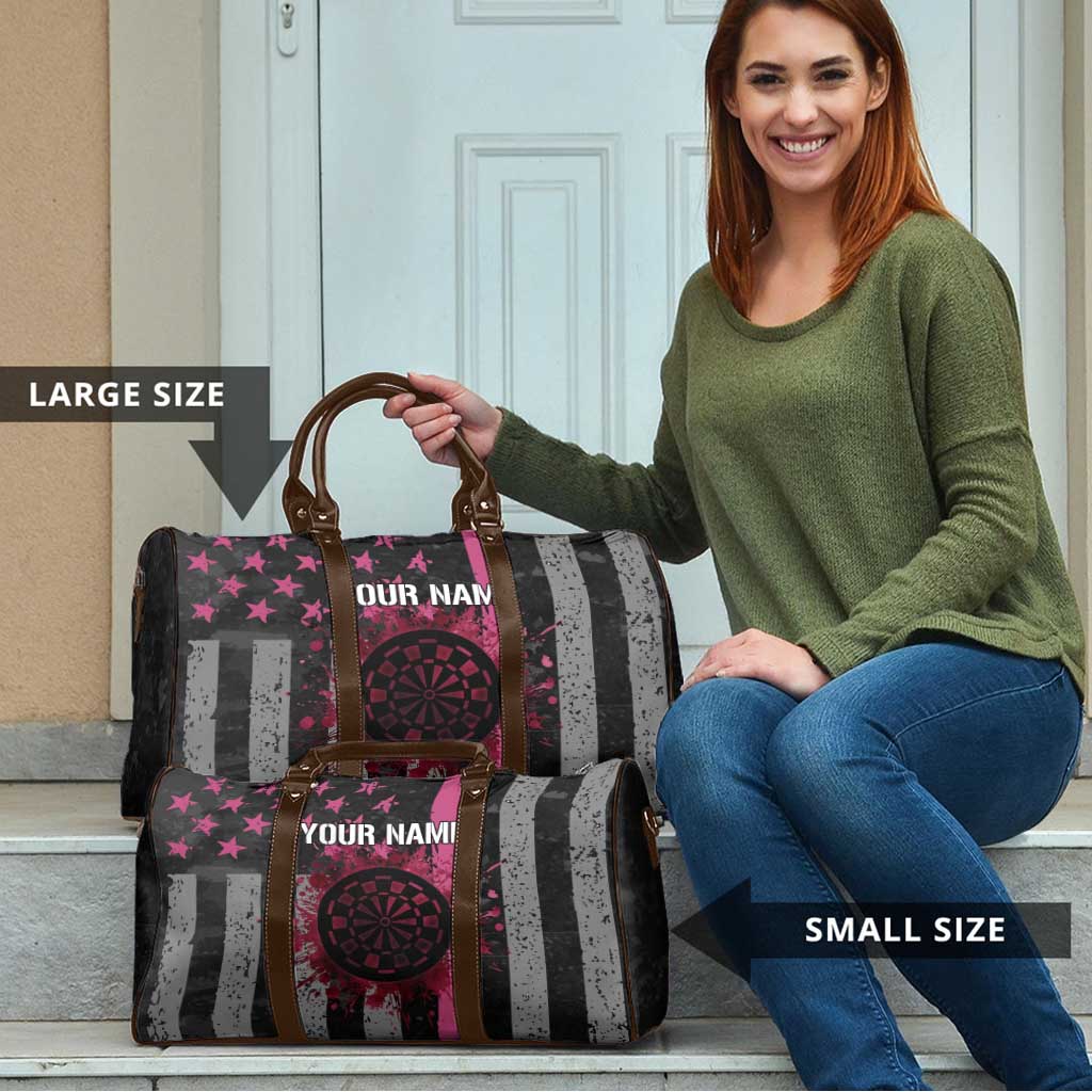 Personalized Pink Ribbon and American Flag Darts Travel Bag - Wonder Print Shop