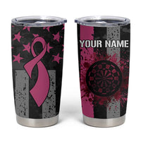 Personalized Pink Ribbon and American Flag Darts Tumbler Cup - Wonder Print Shop