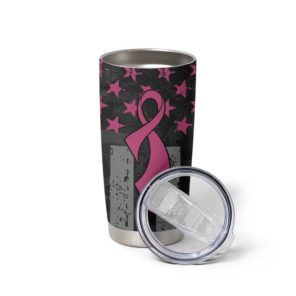 Personalized Pink Ribbon and American Flag Darts Tumbler Cup - Wonder Print Shop