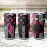 Personalized Pink Ribbon and American Flag Darts Tumbler Cup - Wonder Print Shop