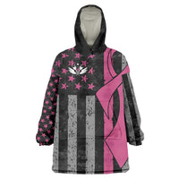 Personalized Pink Ribbon and American Flag Darts Wearable Blanket Hoodie - Wonder Print Shop