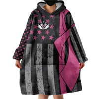 Personalized Pink Ribbon and American Flag Darts Wearable Blanket Hoodie - Wonder Print Shop
