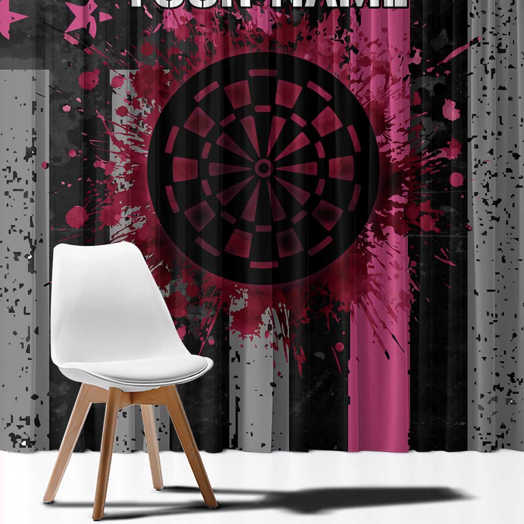 Personalized Pink Ribbon and American Flag Darts Window Curtain - Wonder Print Shop