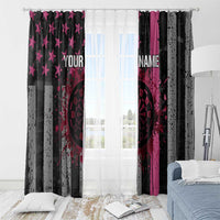 Personalized Pink Ribbon and American Flag Darts Window Curtain - Wonder Print Shop