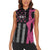 Personalized Pink Ribbon and American Flag Darts Women Sleeveless Polo Shirt - Wonder Print Shop