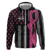 Personalized Pink Ribbon and American Flag Darts Zip Hoodie - Wonder Print Shop