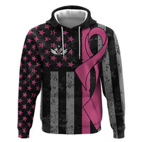 Personalized Pink Ribbon and American Flag Darts Zip Hoodie - Wonder Print Shop
