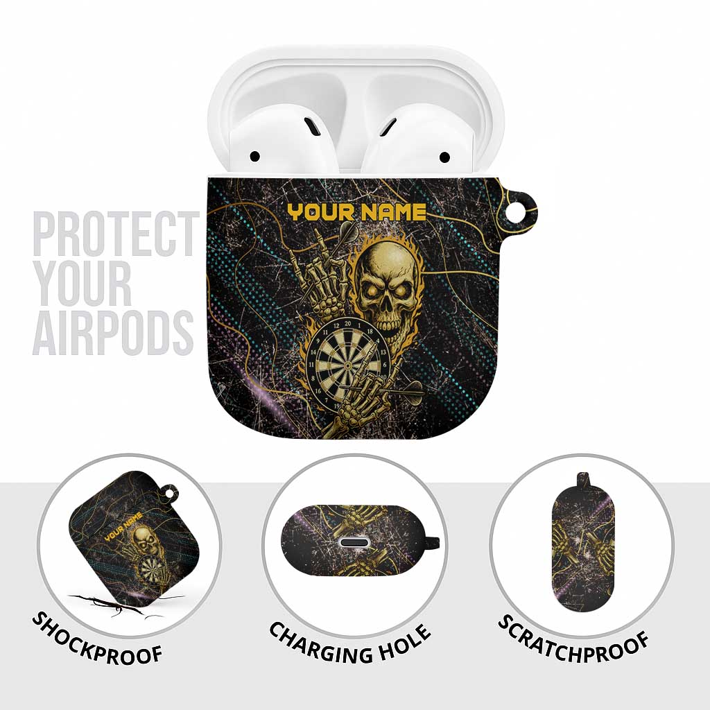Personalized Skull and Darts Graphic AirPods Case with Neon Design - Wonder Print Shop