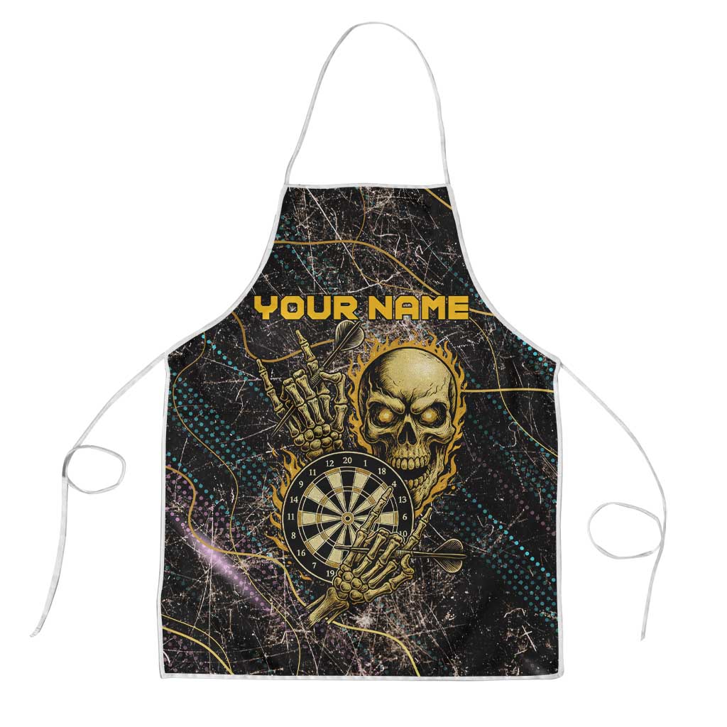 Personalized Skull and Darts Graphic Apron with Neon Design - Wonder Print Shop