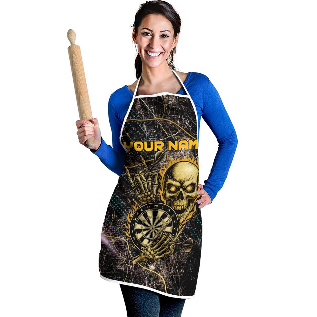 Personalized Skull and Darts Graphic Apron with Neon Design - Wonder Print Shop