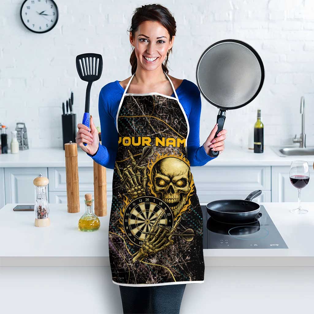 Personalized Skull and Darts Graphic Apron with Neon Design - Wonder Print Shop