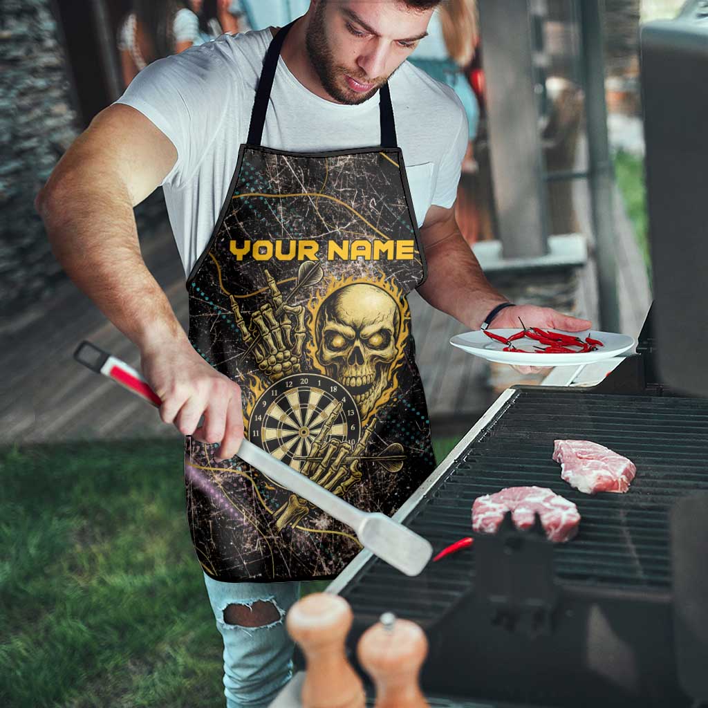 Personalized Skull and Darts Graphic Apron with Neon Design - Wonder Print Shop