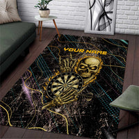 Personalized Skull and Darts Graphic Area Rug with Neon Design - Wonder Print Shop