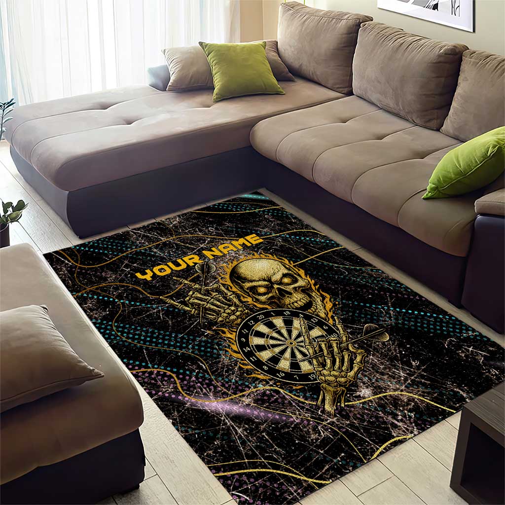 Personalized Skull and Darts Graphic Area Rug with Neon Design - Wonder Print Shop