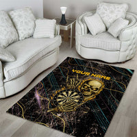 Personalized Skull and Darts Graphic Area Rug with Neon Design - Wonder Print Shop