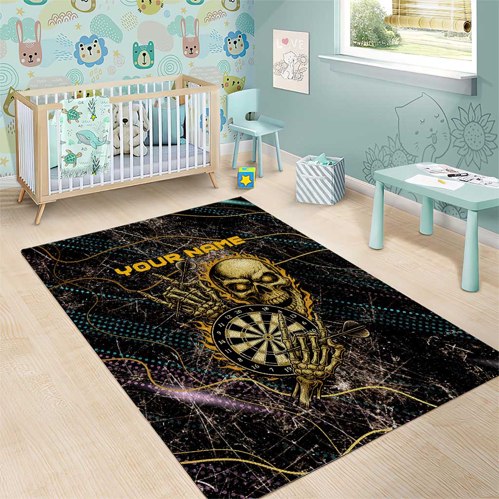 Personalized Skull and Darts Graphic Area Rug with Neon Design - Wonder Print Shop
