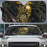 Personalized Skull and Darts Graphic Auto Sun Shade with Neon Design - Wonder Print Shop
