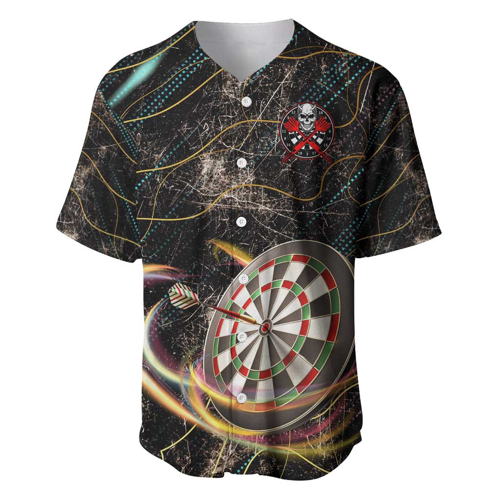 Personalized Skull and Darts Graphic Baseball Jersey with Neon Design - Wonder Print Shop