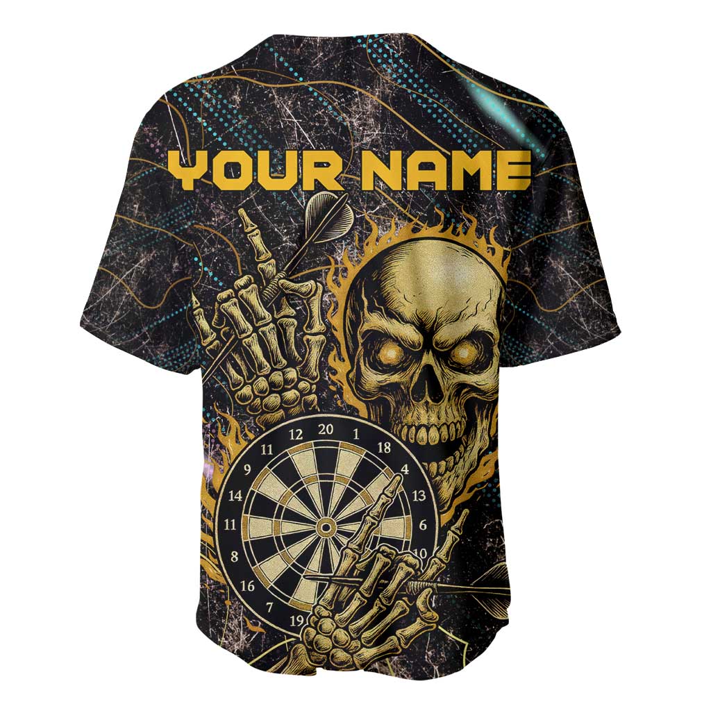 Personalized Skull and Darts Graphic Baseball Jersey with Neon Design - Wonder Print Shop