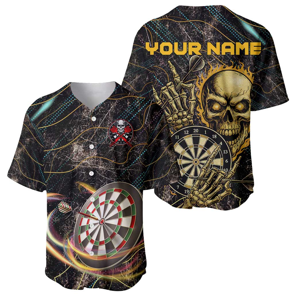 Personalized Skull and Darts Graphic Baseball Jersey with Neon Design - Wonder Print Shop