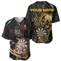 Personalized Skull and Darts Graphic Baseball Jersey with Neon Design - Wonder Print Shop
