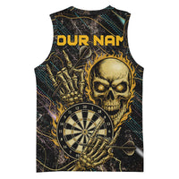 Personalized Skull and Darts Graphic Basketball Jersey with Neon Design - Wonder Print Shop