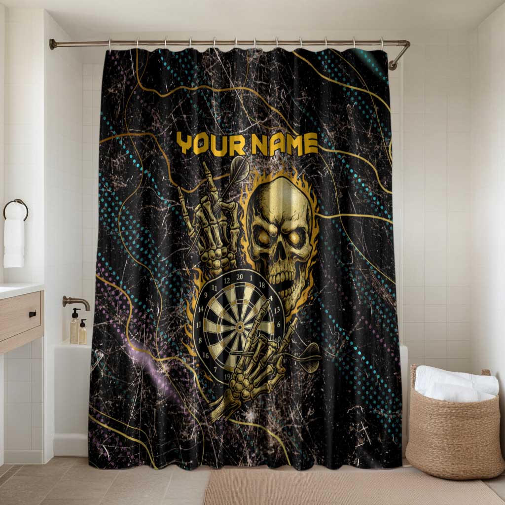 Personalized Skull and Darts Graphic Bathroom Set with Neon Design - Wonder Print Shop
