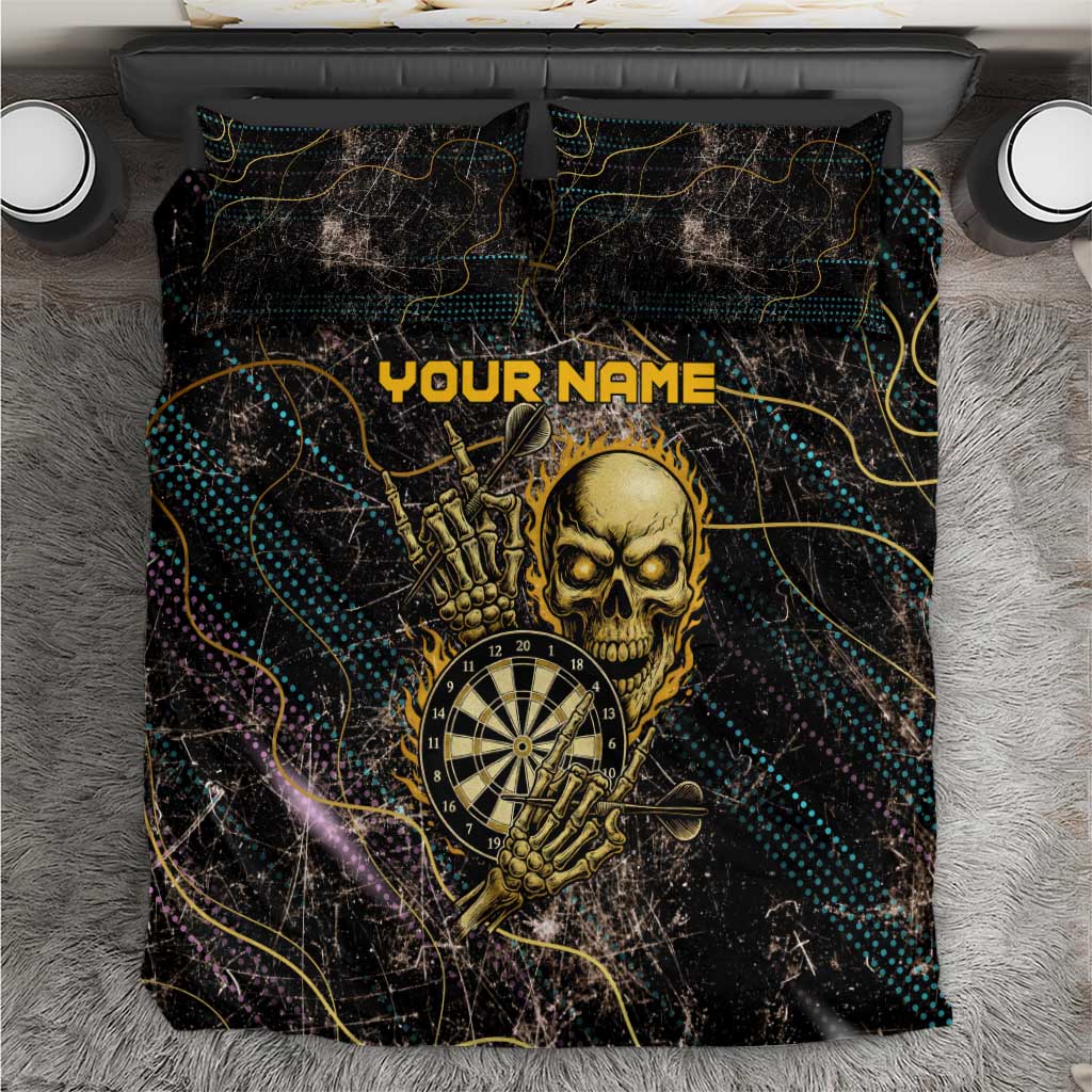 Personalized Skull and Darts Graphic Bedding Set with Neon Design - Wonder Print Shop