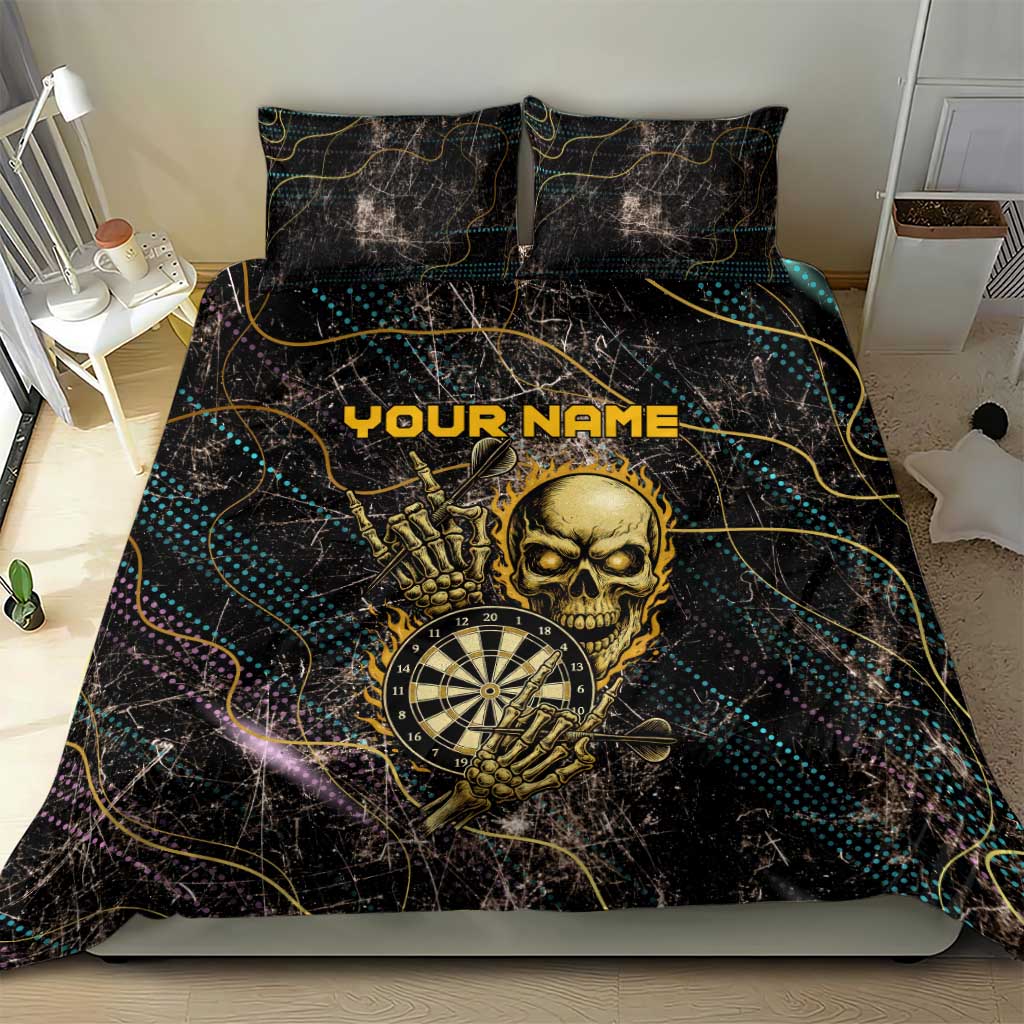 Personalized Skull and Darts Graphic Bedding Set with Neon Design - Wonder Print Shop