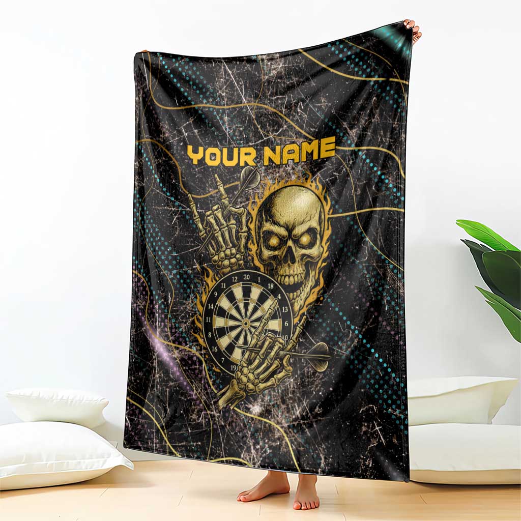 Personalized Skull and Darts Graphic Blanket with Neon Design - Wonder Print Shop
