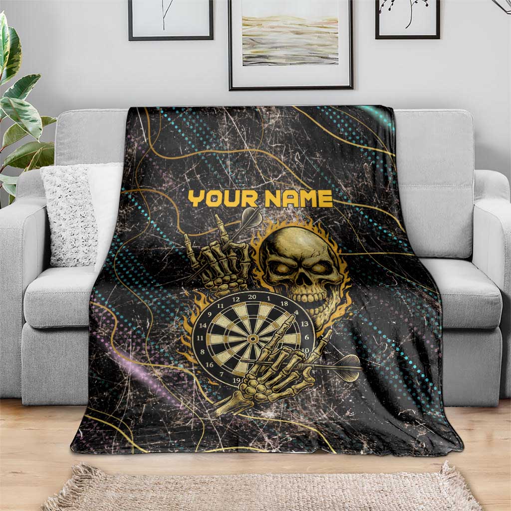 Personalized Skull and Darts Graphic Blanket with Neon Design - Wonder Print Shop