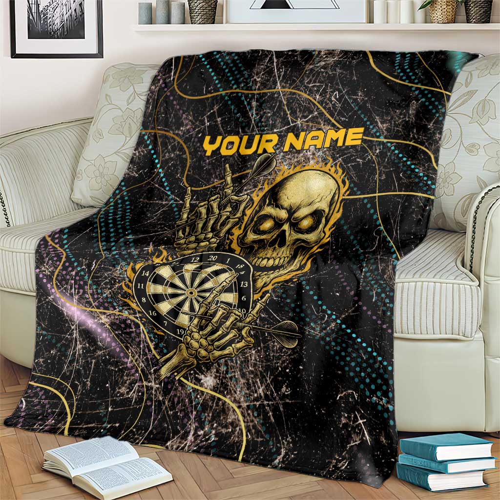 Personalized Skull and Darts Graphic Blanket with Neon Design - Wonder Print Shop