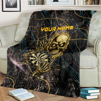 Personalized Skull and Darts Graphic Blanket with Neon Design - Wonder Print Shop