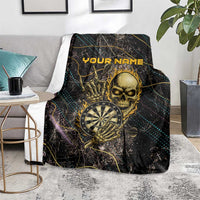 Personalized Skull and Darts Graphic Blanket with Neon Design - Wonder Print Shop
