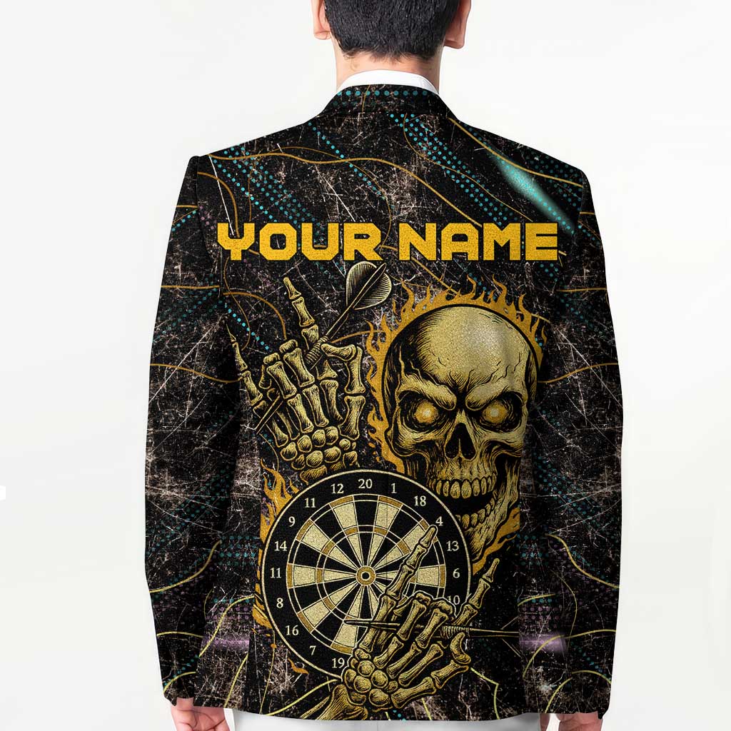 Personalized Skull and Darts Graphic Blazer with Neon Design - Wonder Print Shop